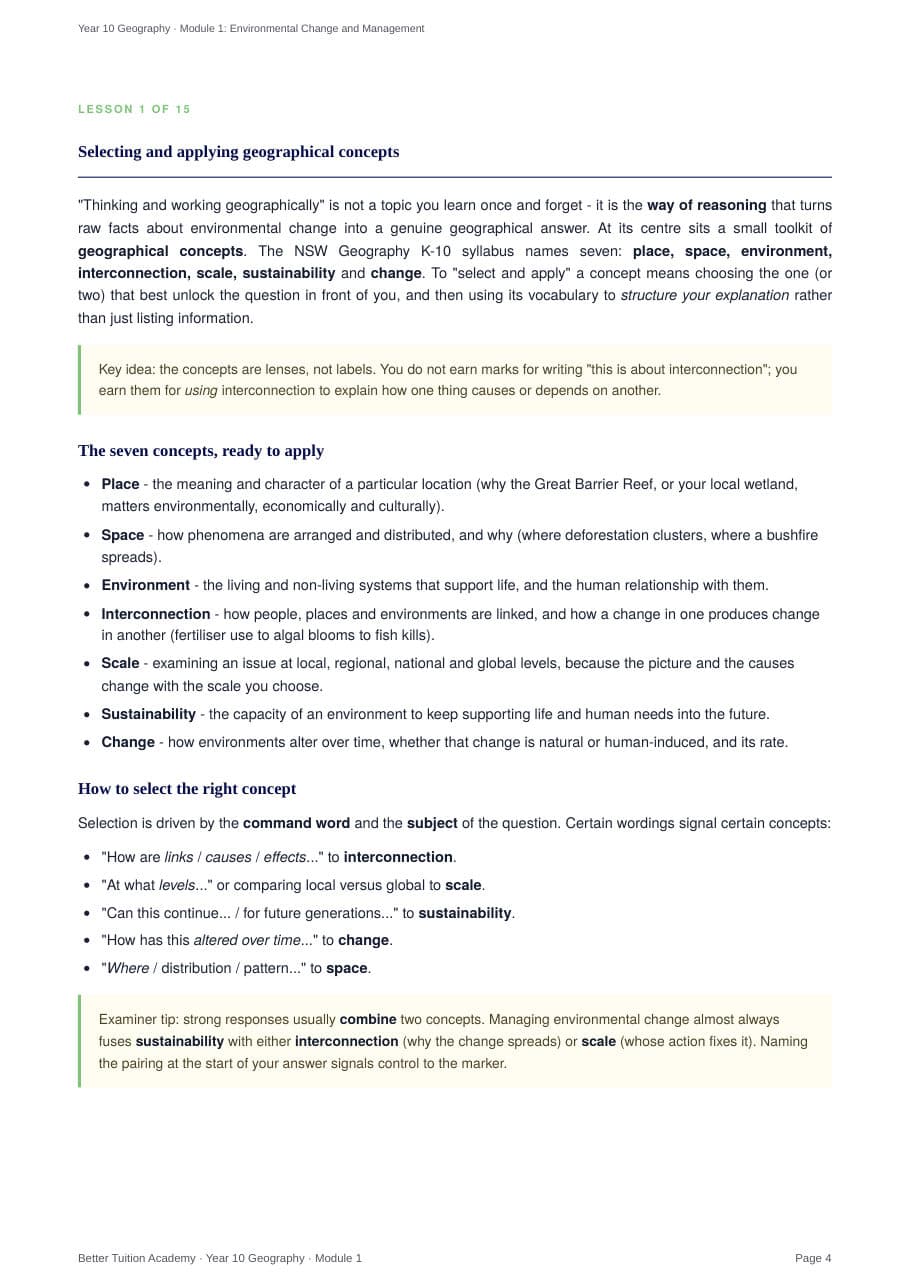 Sample page 3 of the Environmental Change and Management study guide