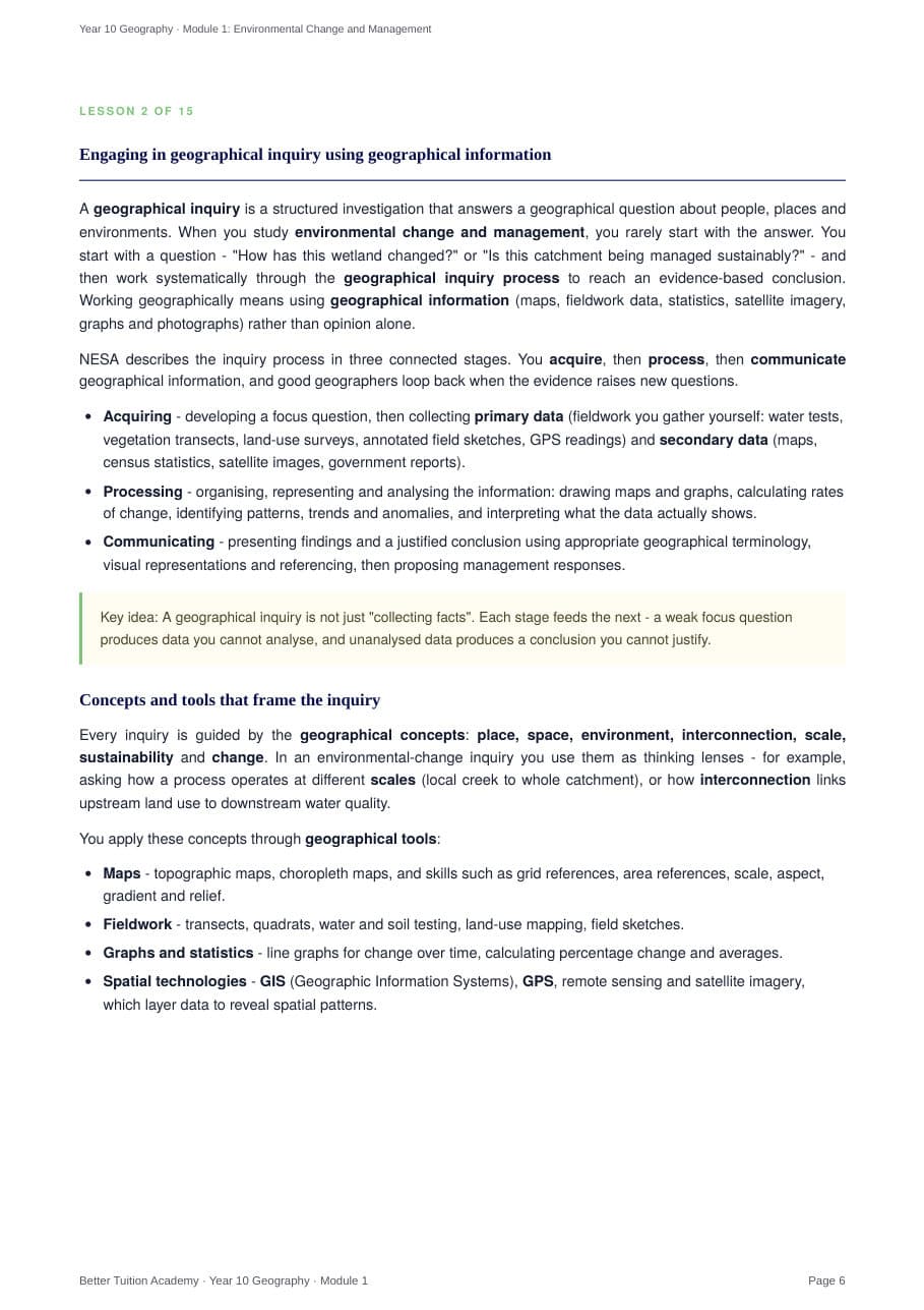 Sample page 4 of the Environmental Change and Management study guide