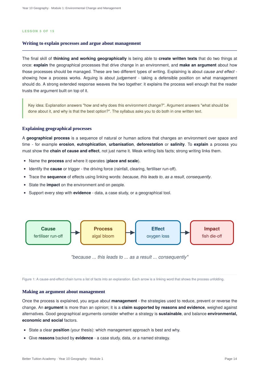 Sample page 6 of the Environmental Change and Management study guide