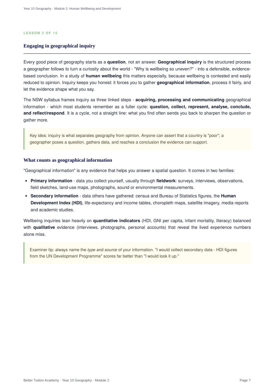 Sample page 4 of the Human Wellbeing and Development study guide
