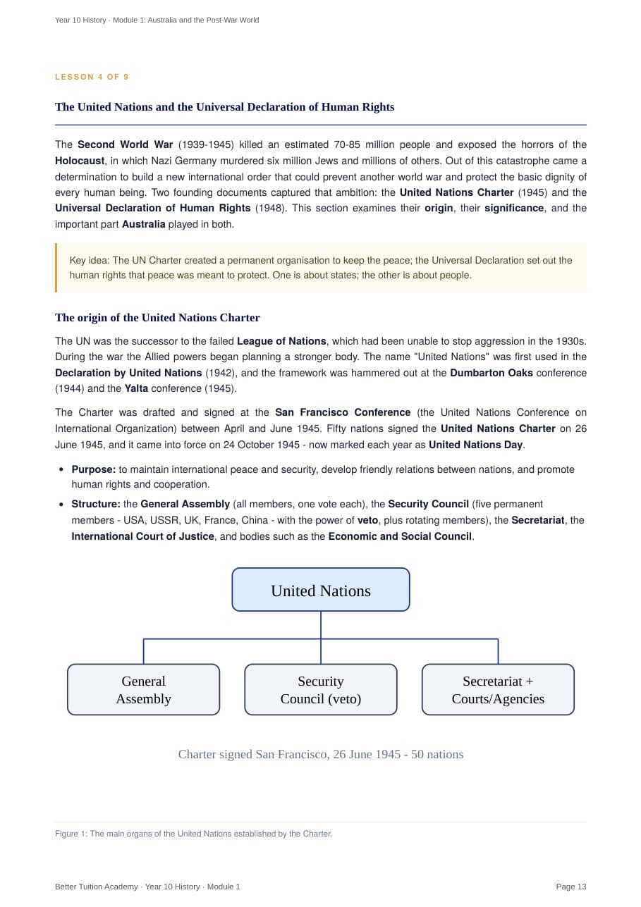 Sample page 6 of the Australia and the Post-War World study guide