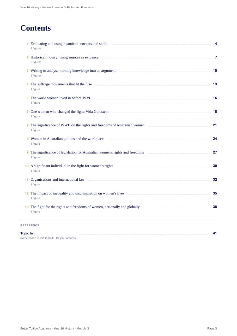Sample page 2 of the Women's Rights and Freedoms study guide