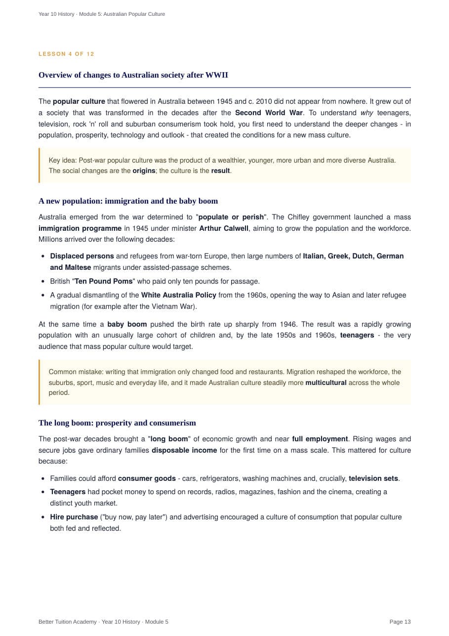Sample page 6 of the Australian Popular Culture study guide