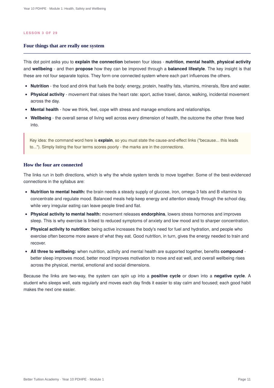 Sample page 4 of the Health, Safety and Wellbeing study guide