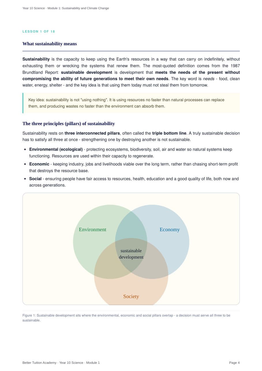 Sample page 3 of the Sustainability and Climate Change study guide