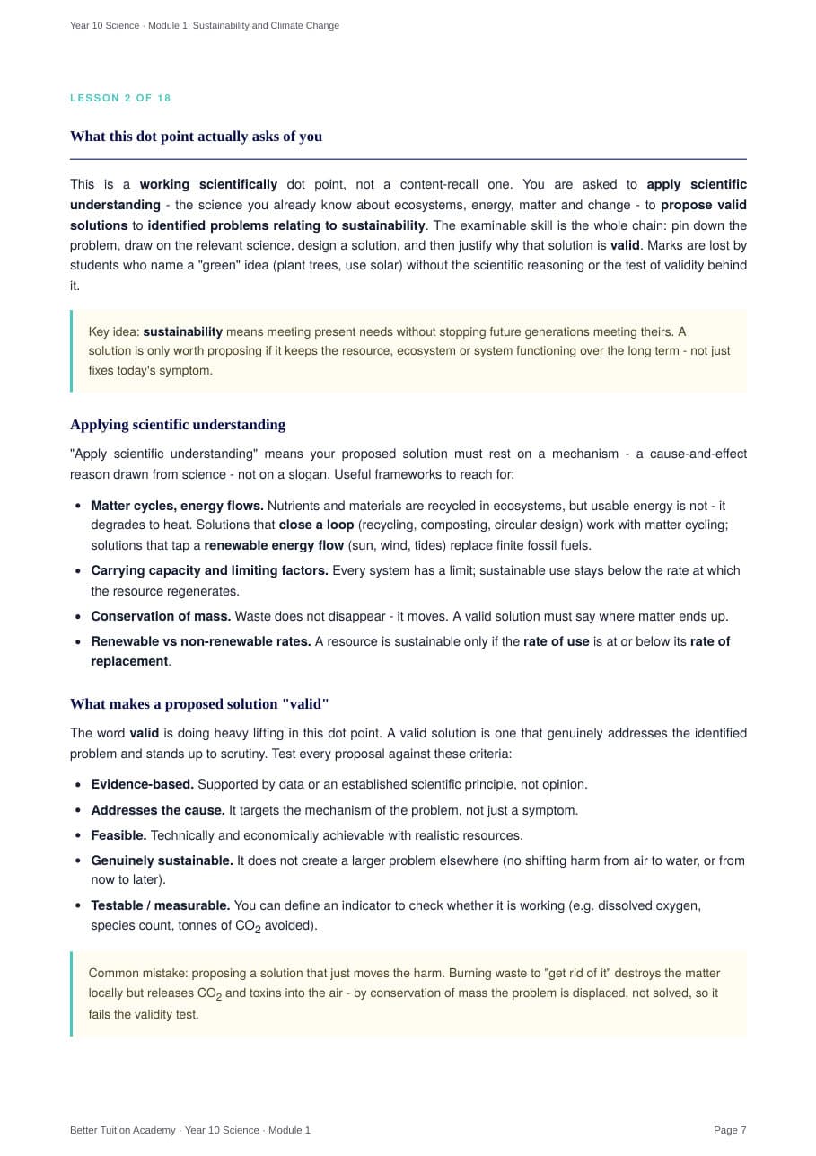 Sample page 4 of the Sustainability and Climate Change study guide
