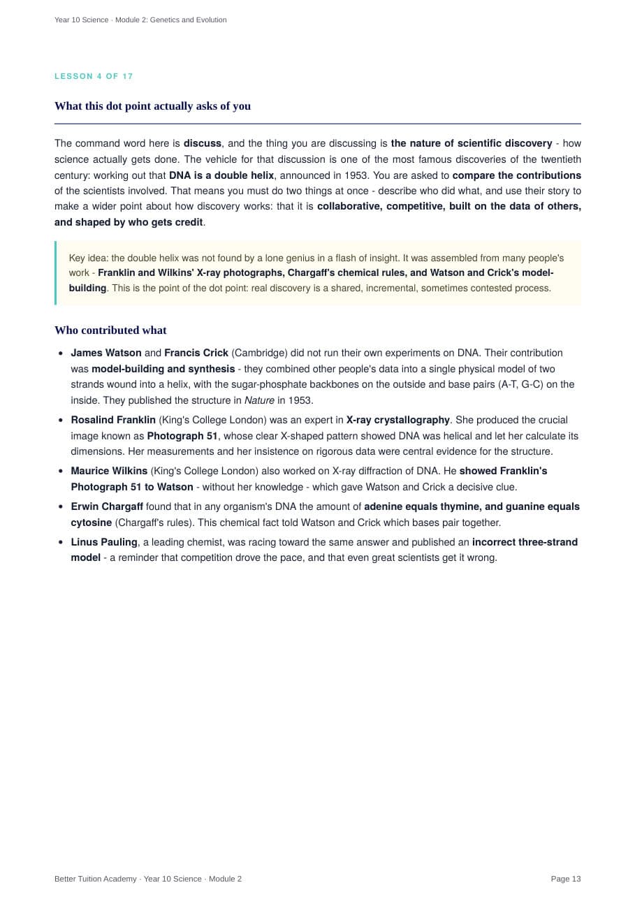 Sample page 5 of the Genetics and Evolution study guide