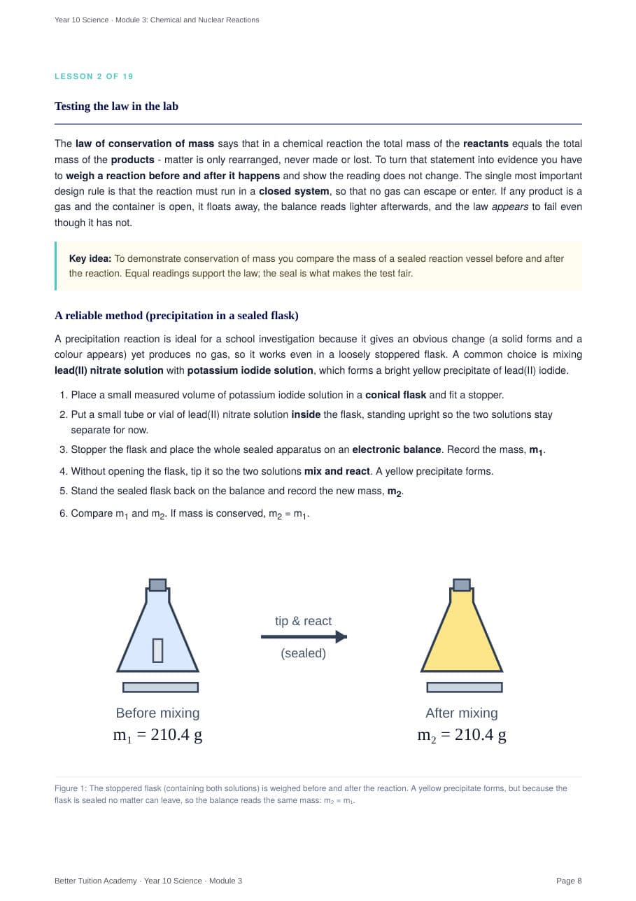 Sample page 4 of the Chemical and Nuclear Reactions study guide