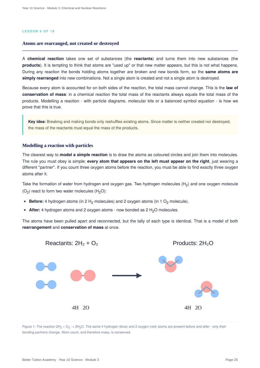 Sample page 6 of the Chemical and Nuclear Reactions study guide
