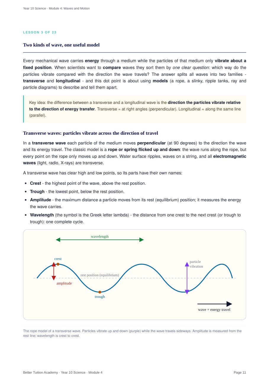 Sample page 4 of the Waves and Motion study guide