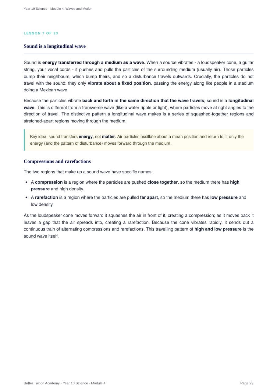 Sample page 6 of the Waves and Motion study guide