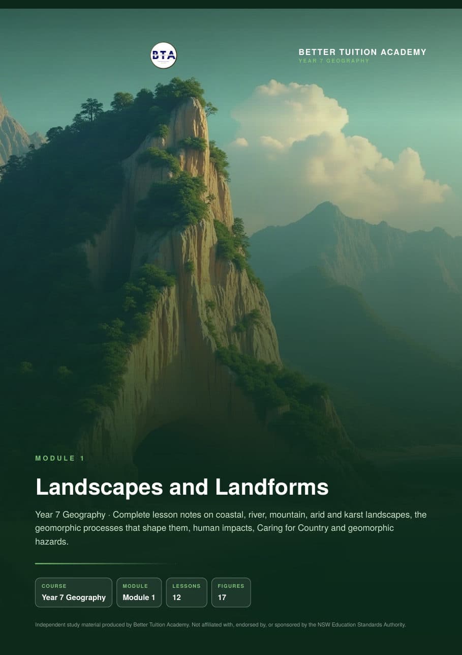 Sample page 1 of the Landscapes and Landforms study guide