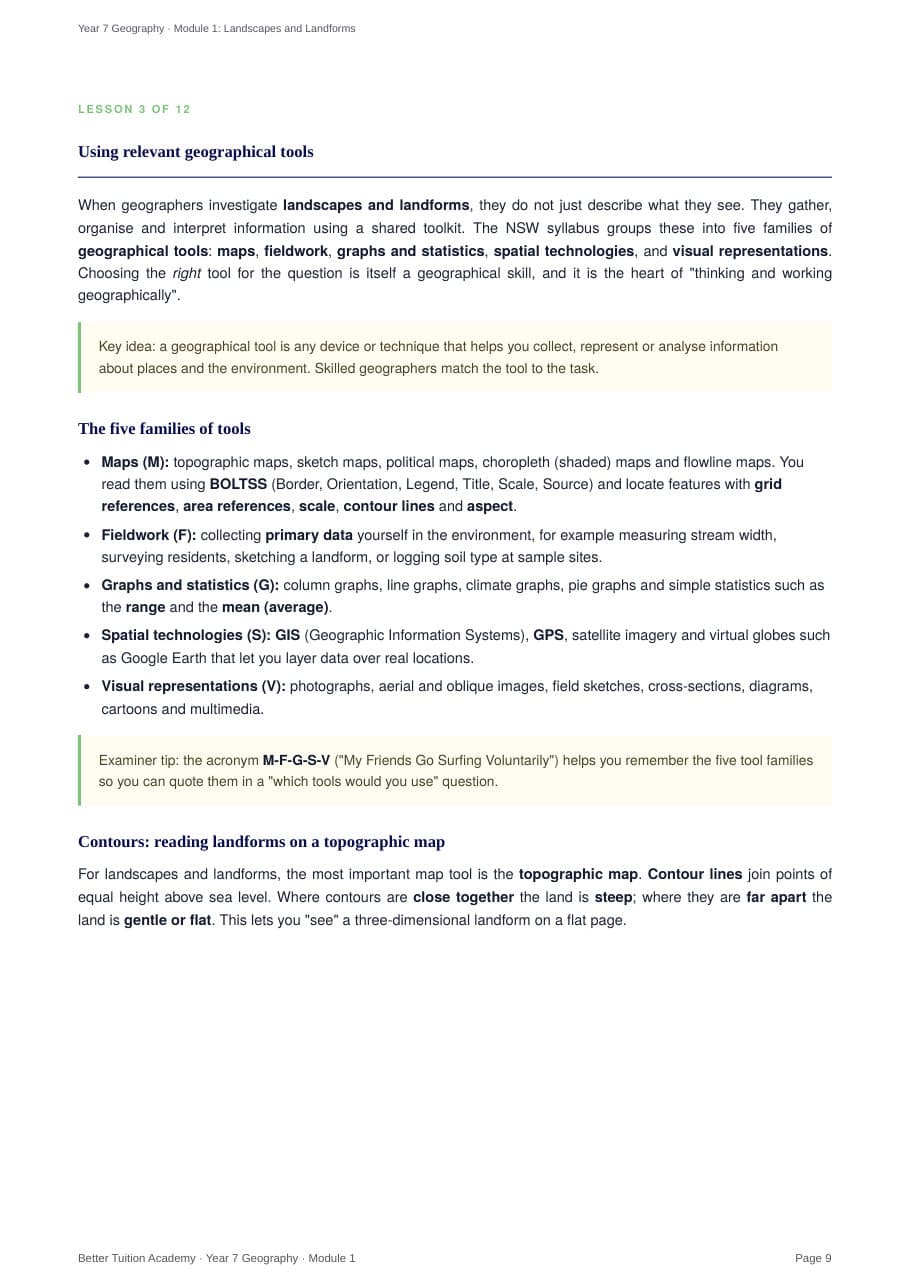 Sample page 5 of the Landscapes and Landforms study guide