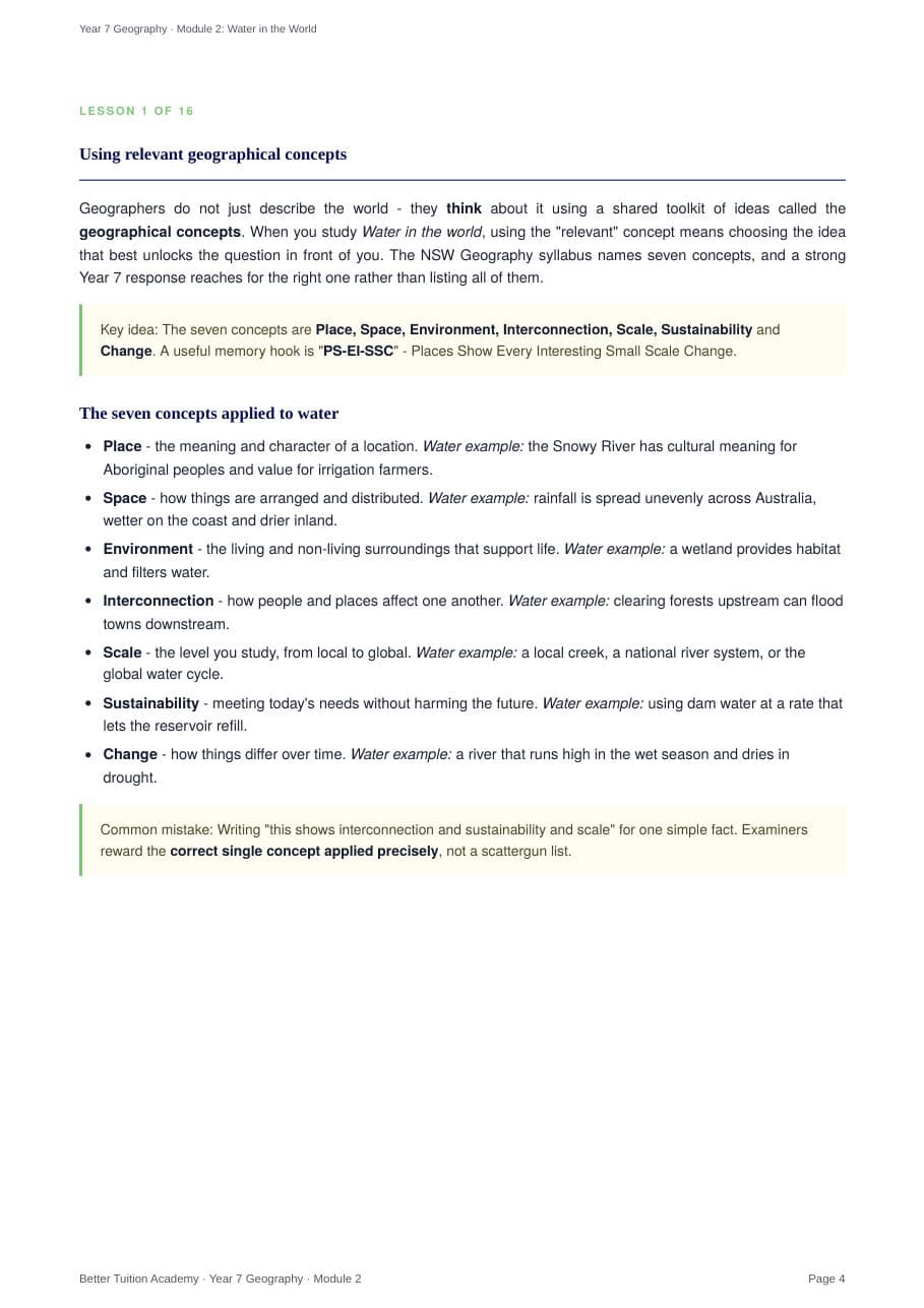 Sample page 3 of the Water in the World study guide