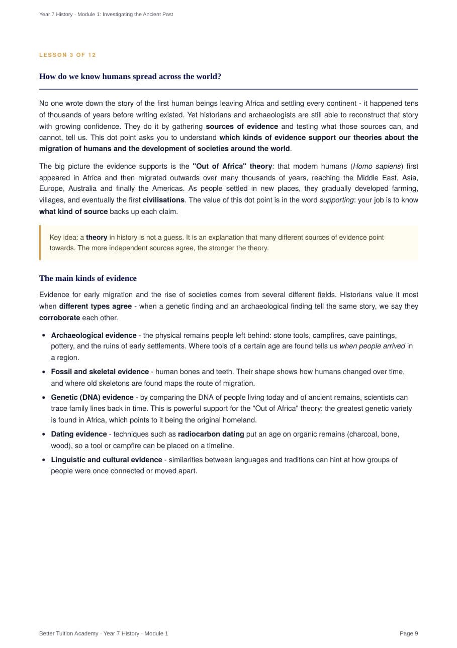 Sample page 5 of the Investigating the Ancient Past study guide