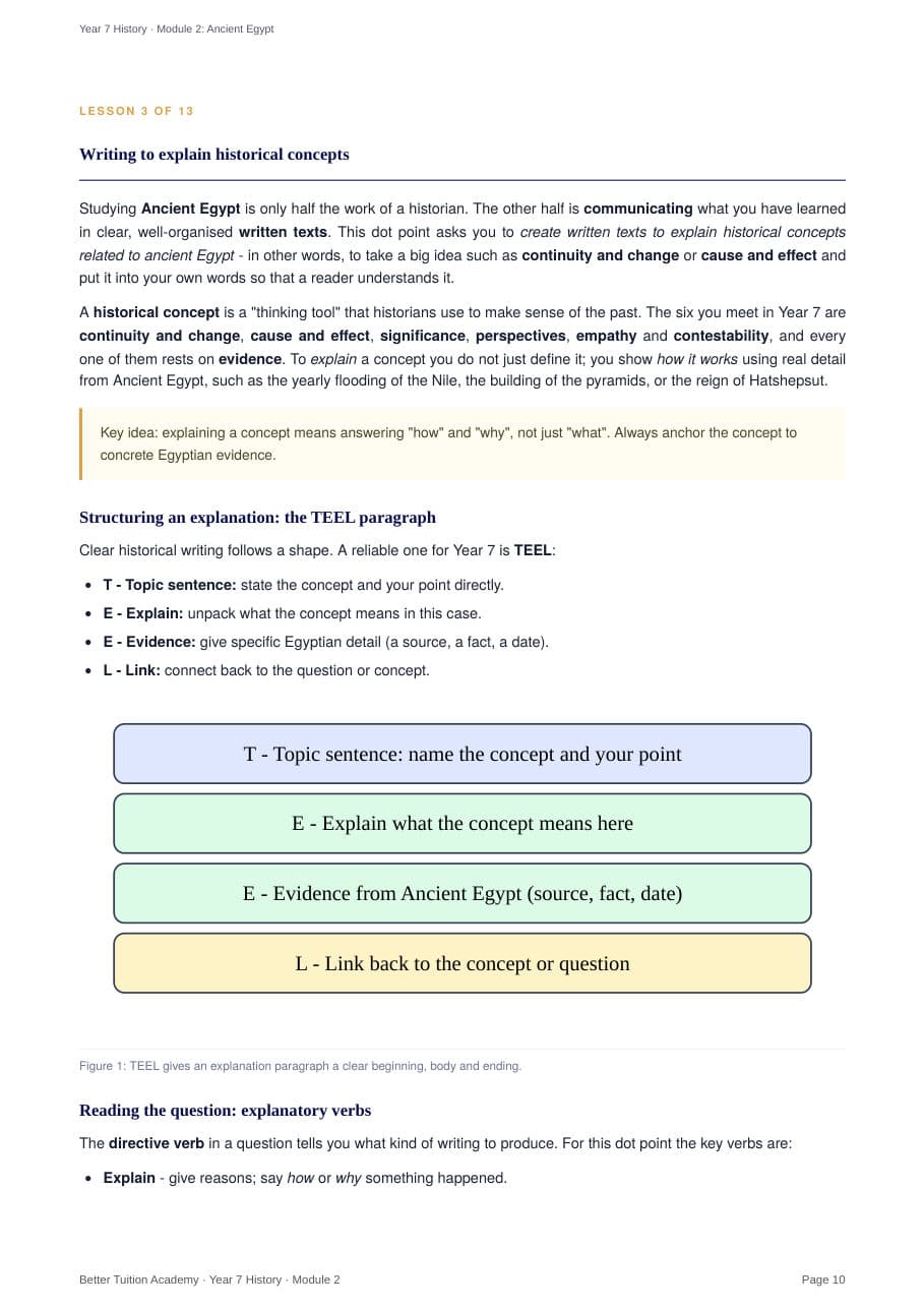 Sample page 5 of the Ancient Egypt study guide