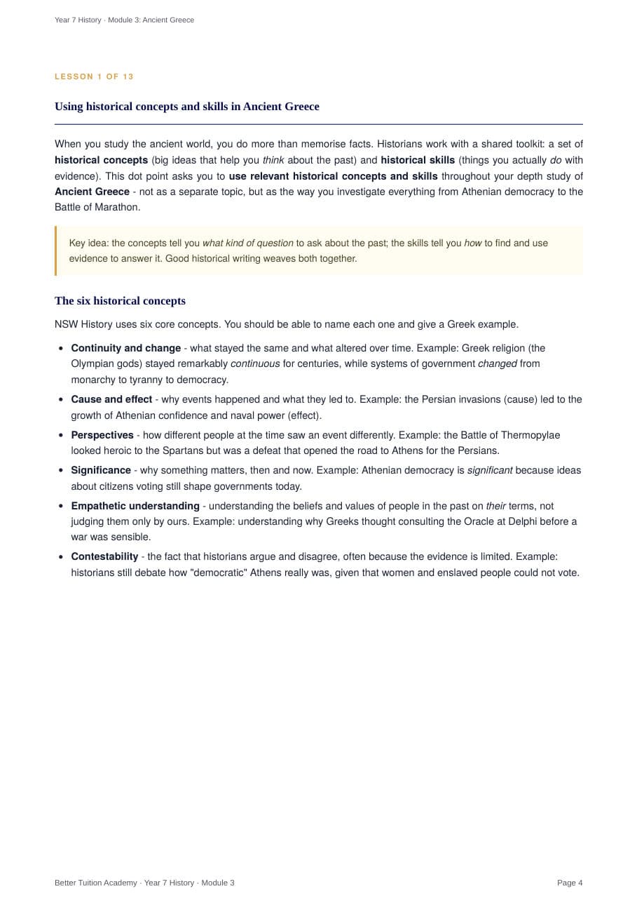 Sample page 3 of the Ancient Greece study guide
