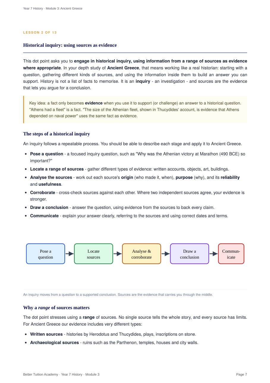 Sample page 4 of the Ancient Greece study guide