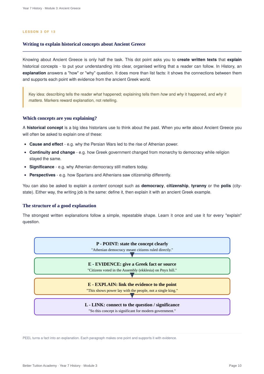Sample page 5 of the Ancient Greece study guide