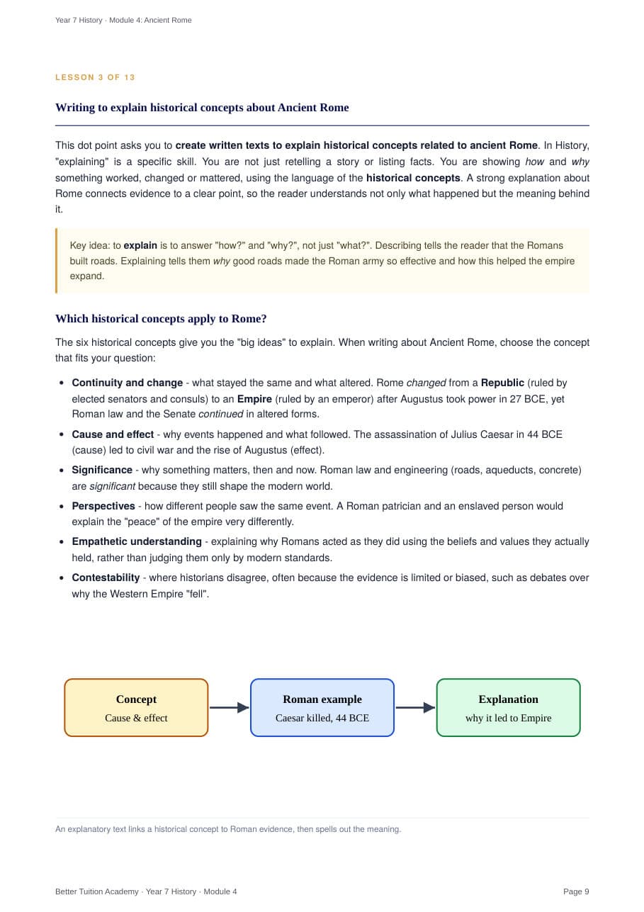 Sample page 5 of the Ancient Rome study guide