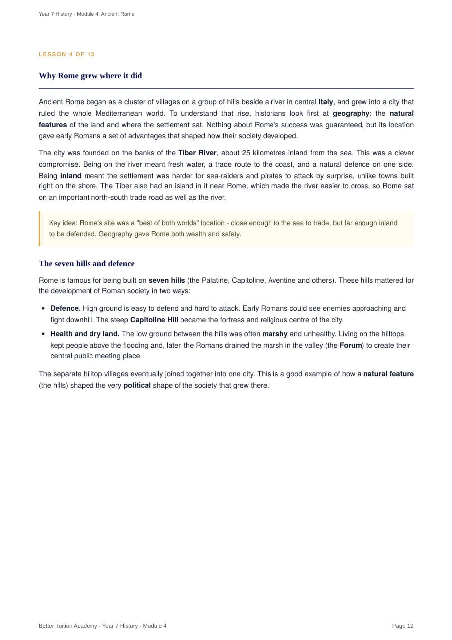 Sample page 6 of the Ancient Rome study guide