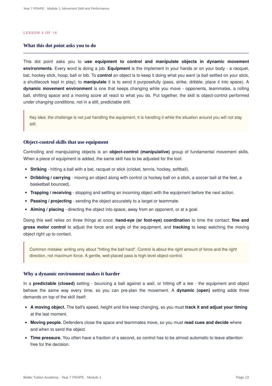 Sample page 5 of the Movement Skill and Performance study guide