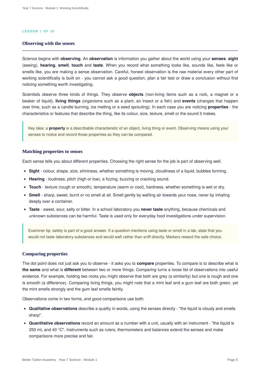 Sample page 3 of the Working Scientifically study guide