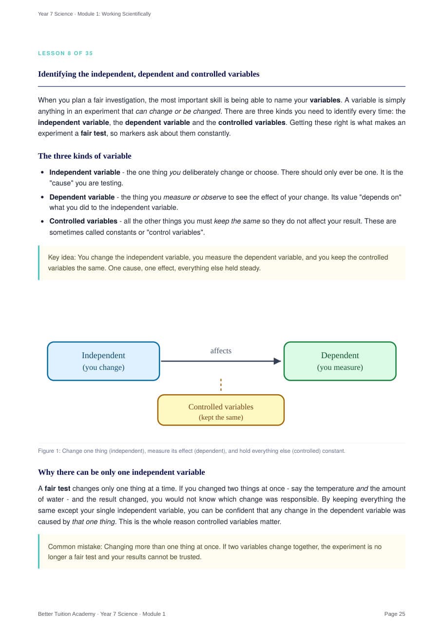 Sample page 4 of the Working Scientifically study guide