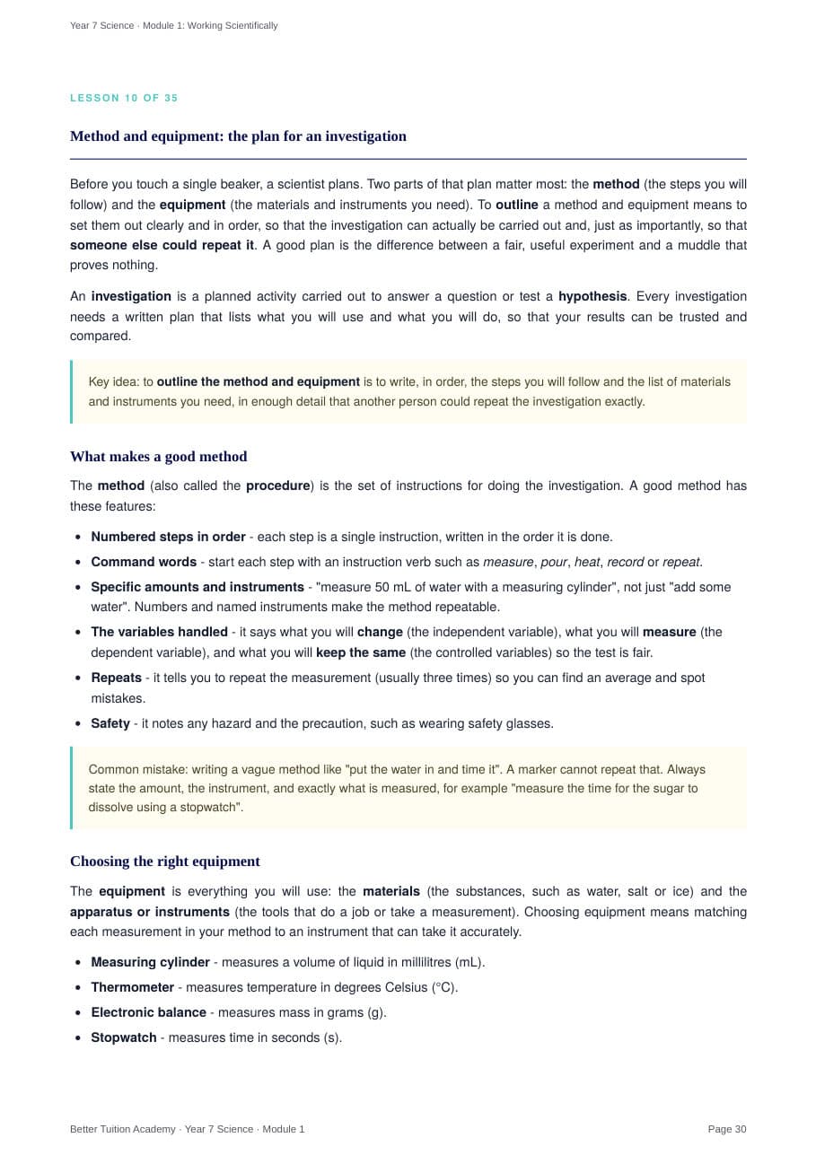 Sample page 5 of the Working Scientifically study guide