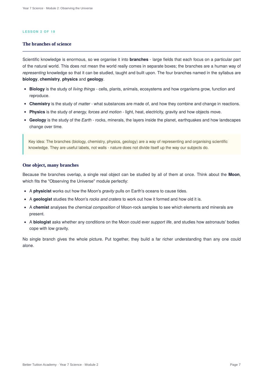 Sample page 4 of the Observing the Universe study guide