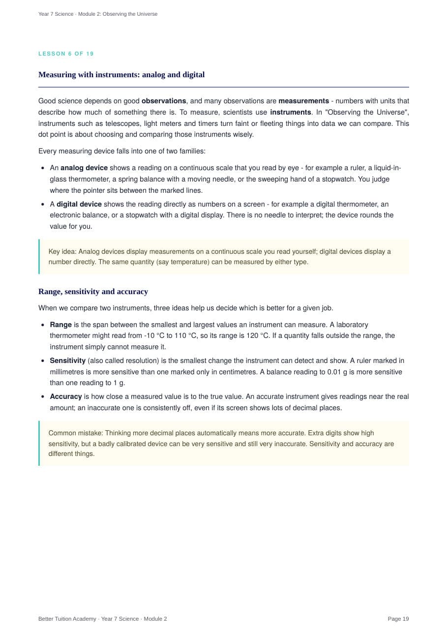 Sample page 6 of the Observing the Universe study guide