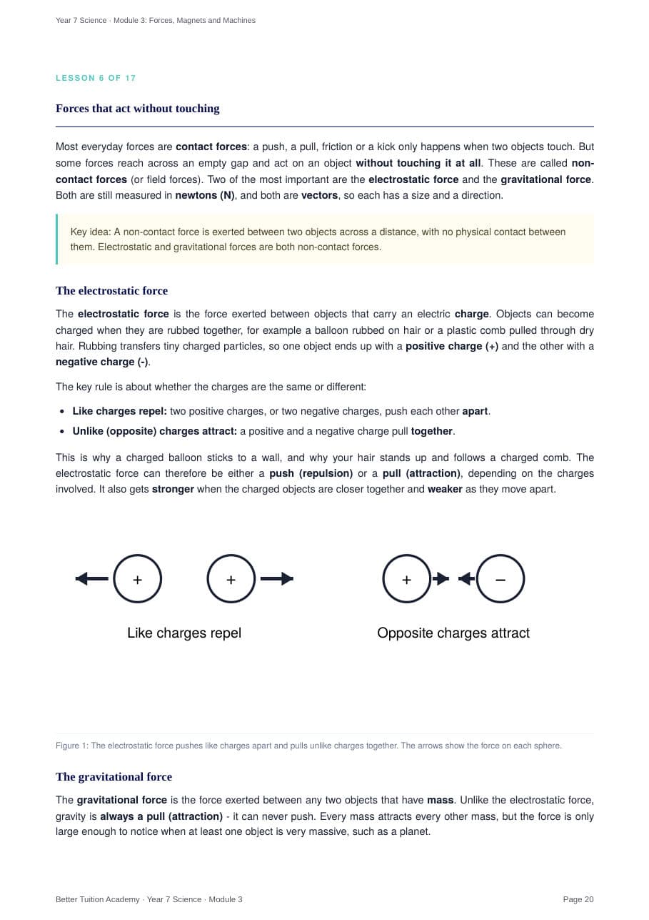 Sample page 6 of the Forces, Magnets and Machines study guide