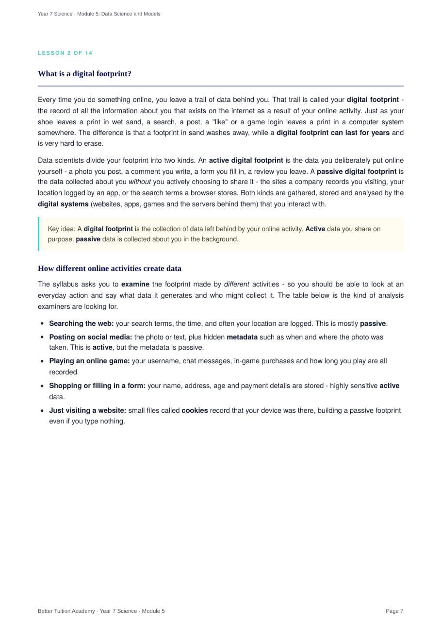 Sample page 4 of the Data Science and Models study guide