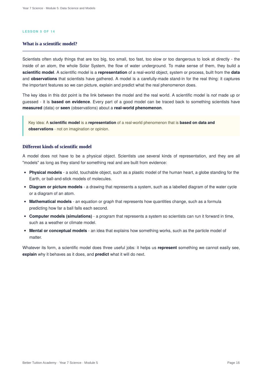 Sample page 6 of the Data Science and Models study guide