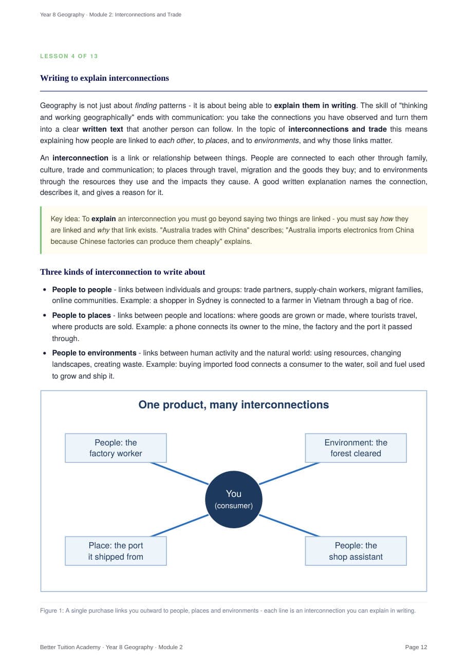 Sample page 6 of the Interconnections and Trade study guide