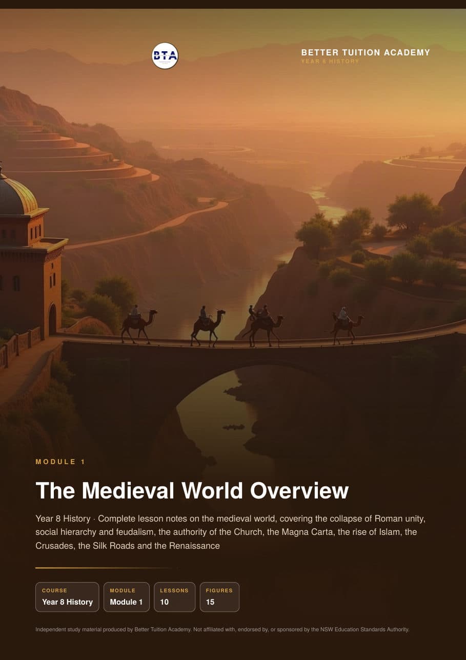 Sample page 1 of the Medieval World Overview study guide