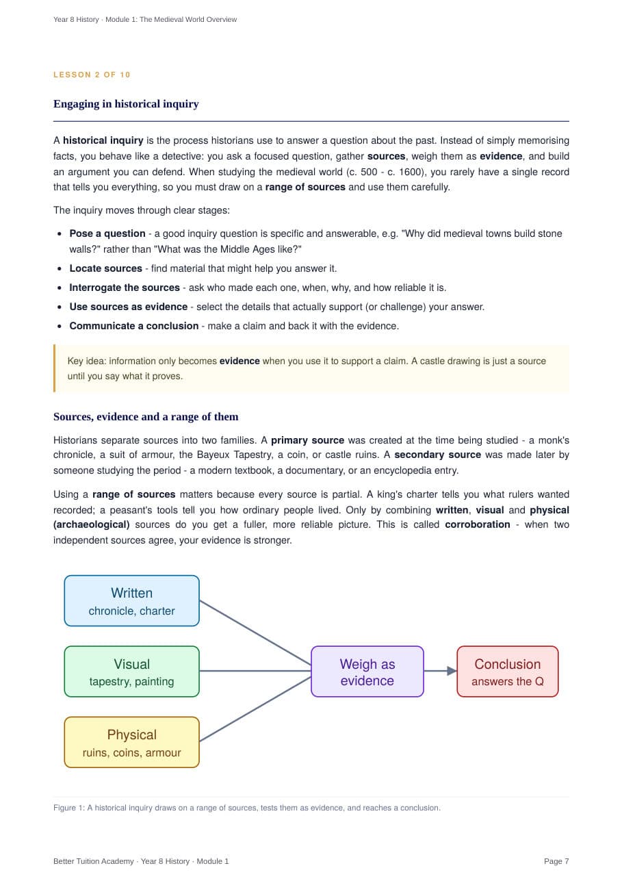 Sample page 4 of the Medieval World Overview study guide