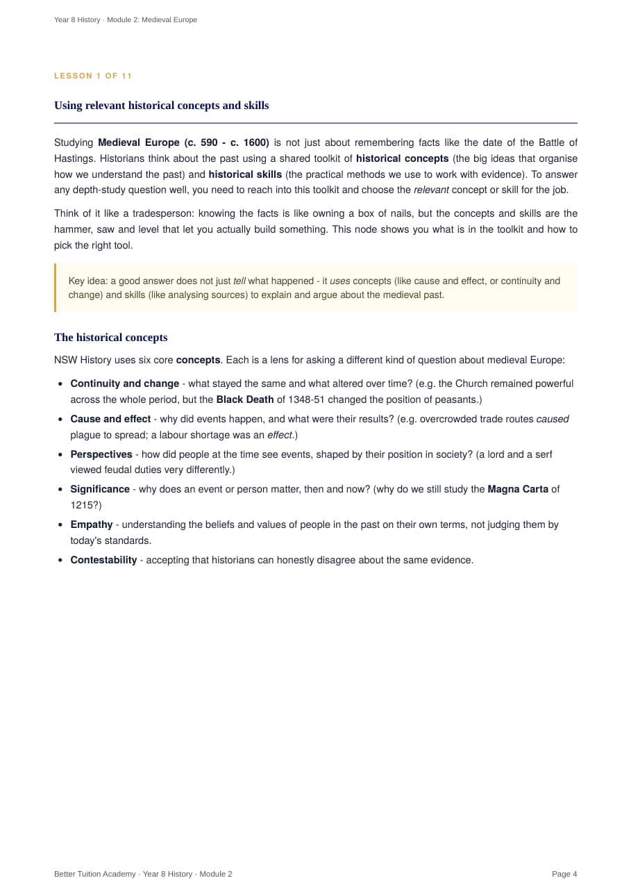 Sample page 3 of the Medieval Europe study guide