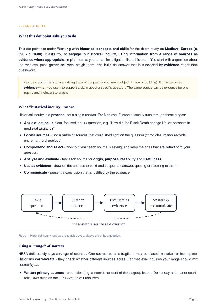 Sample page 4 of the Medieval Europe study guide
