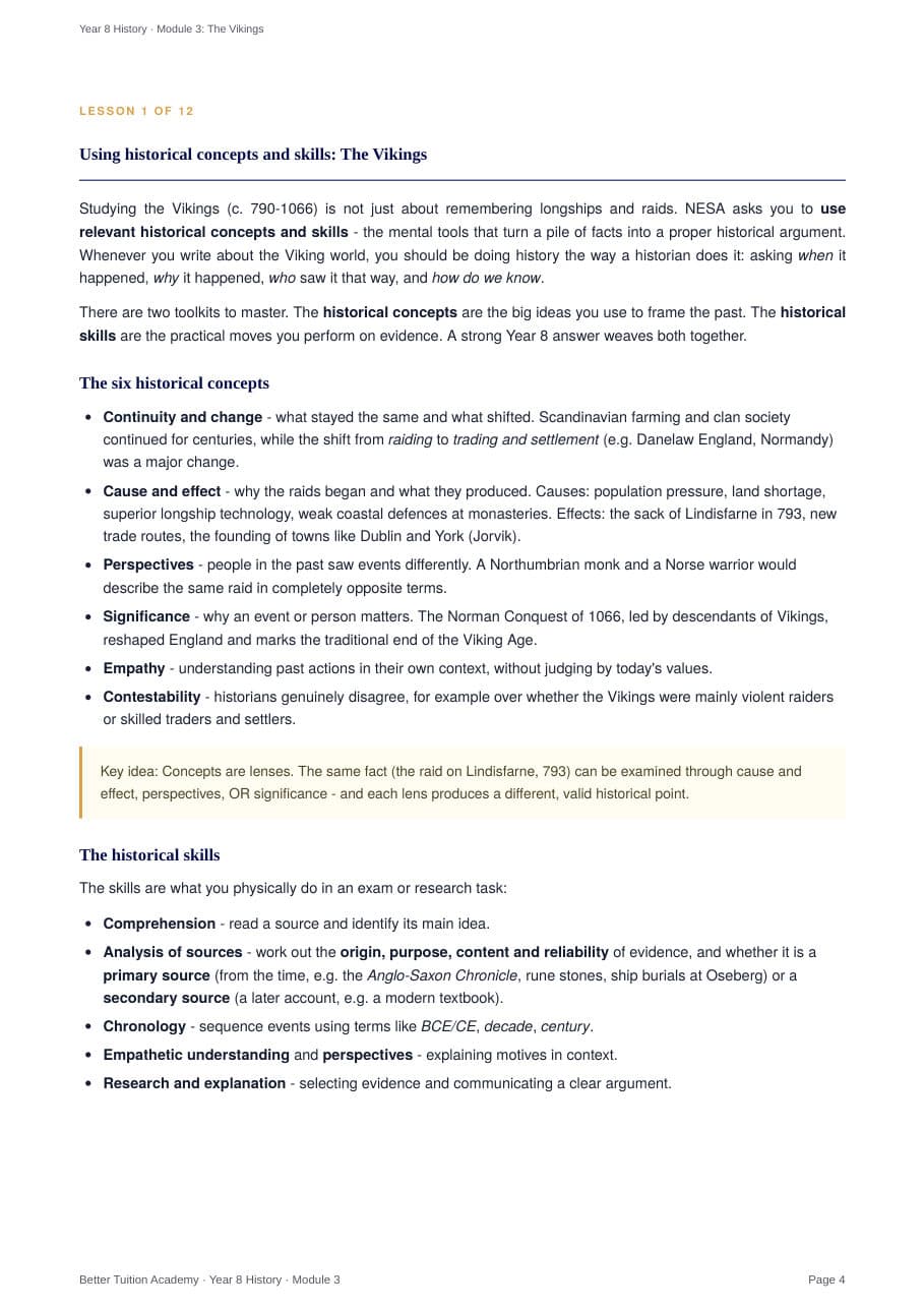 Sample page 3 of the Vikings study guide