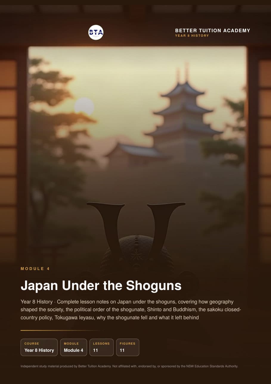 Sample page 1 of the Japan Under the Shoguns study guide