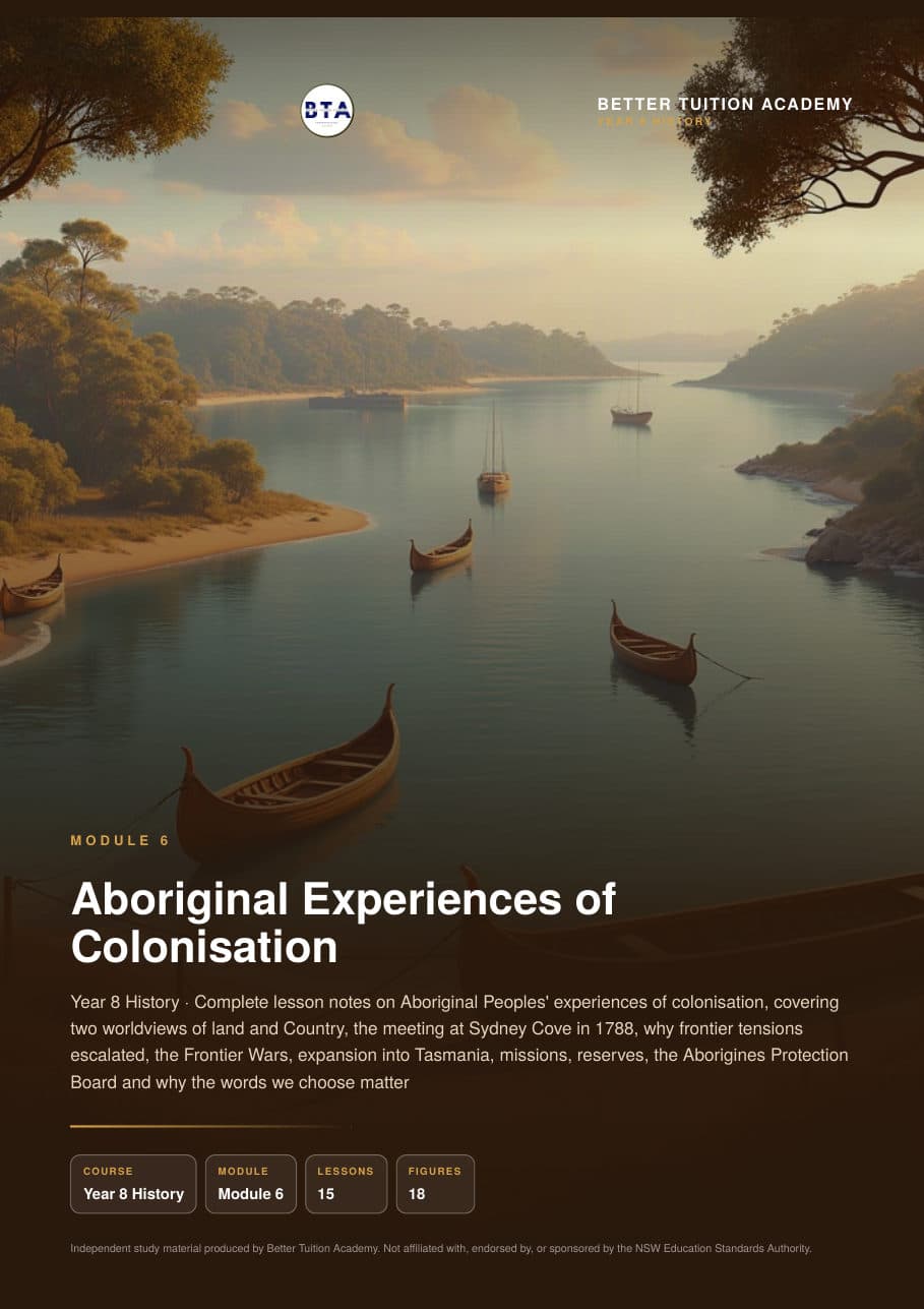 Sample page 1 of the Aboriginal Experiences of Colonisation study guide