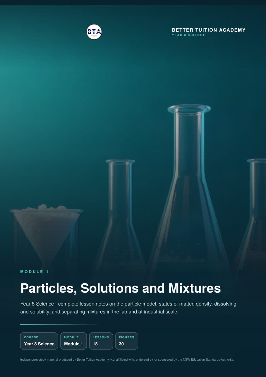 Sample page 1 of the Particles, Solutions and Mixtures study guide