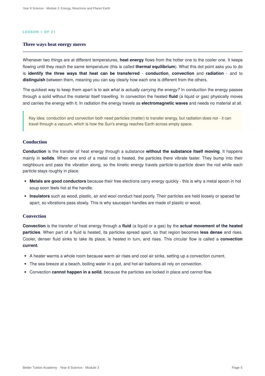 Sample page 3 of the Energy, Reactions and Planet Earth study guide