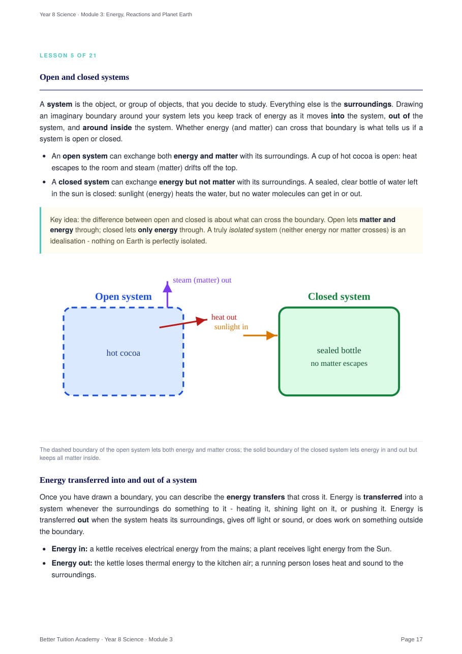 Sample page 5 of the Energy, Reactions and Planet Earth study guide