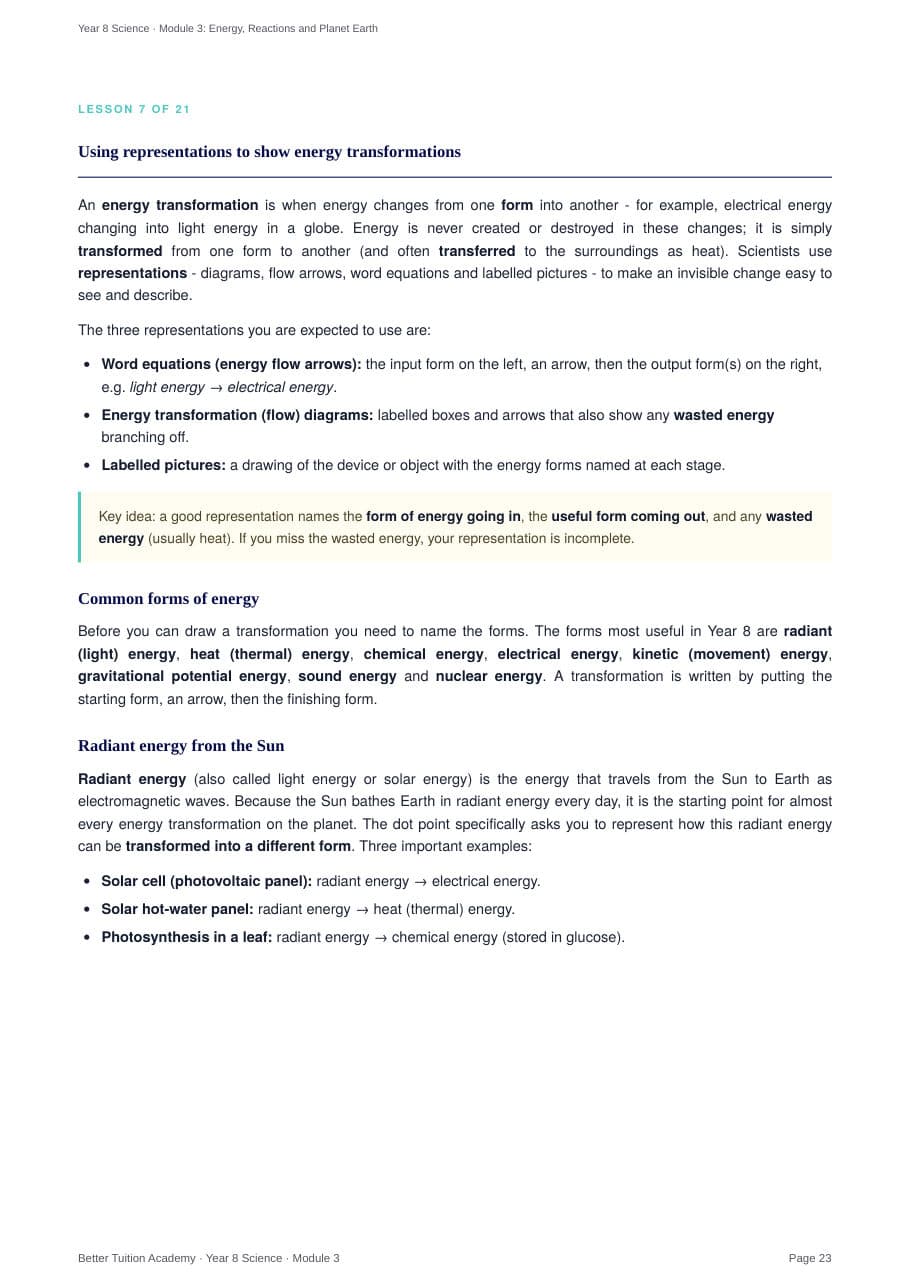 Sample page 6 of the Energy, Reactions and Planet Earth study guide