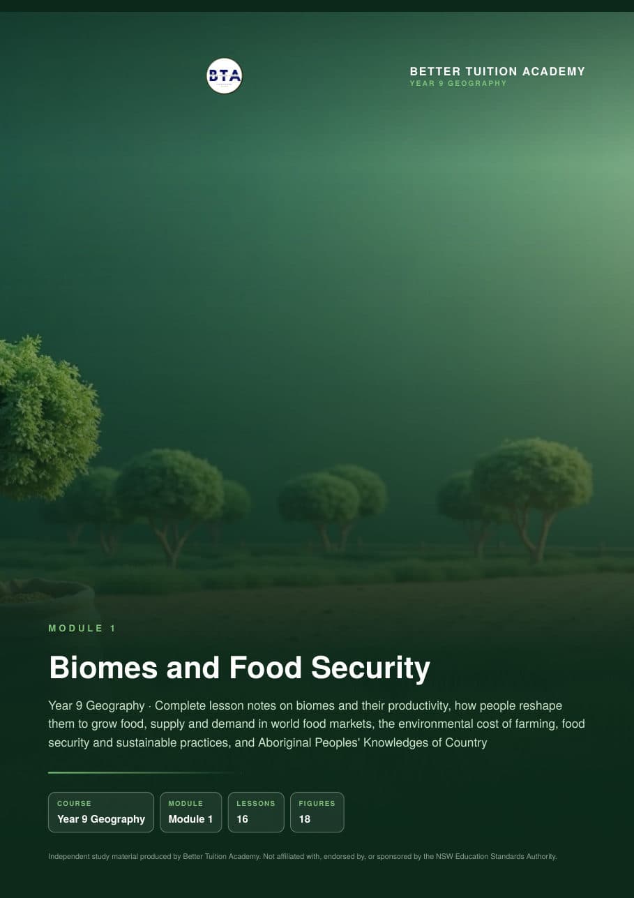 Sample page 1 of the Biomes and Food Security study guide
