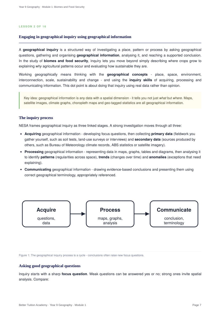 Sample page 4 of the Biomes and Food Security study guide