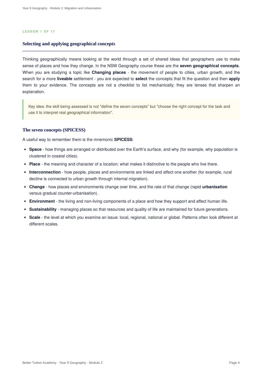 Sample page 3 of the Migration and Urbanisation study guide