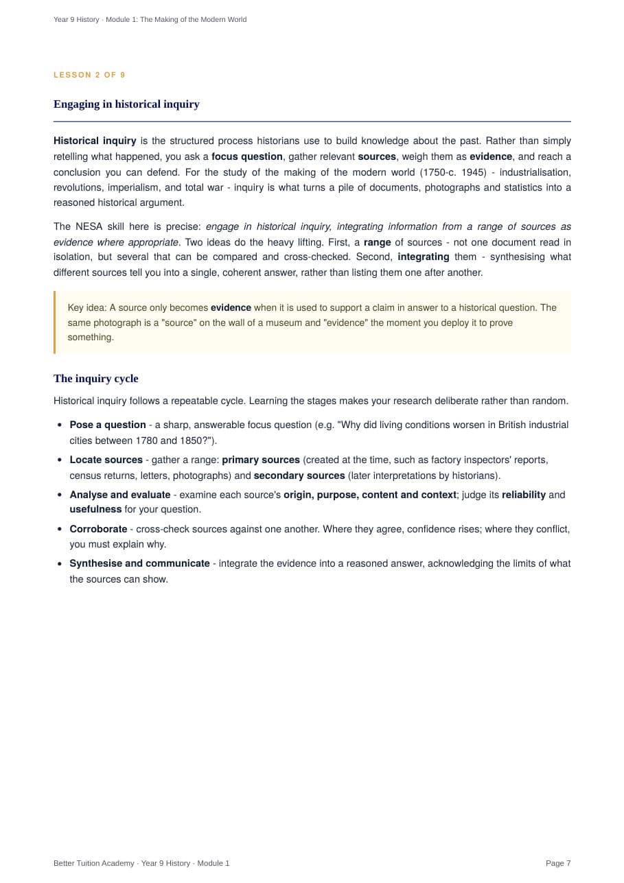 Sample page 4 of the Making of the Modern World study guide